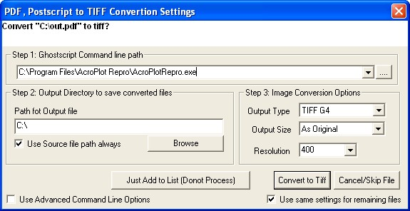ghostscript command to convert pdf to tiff